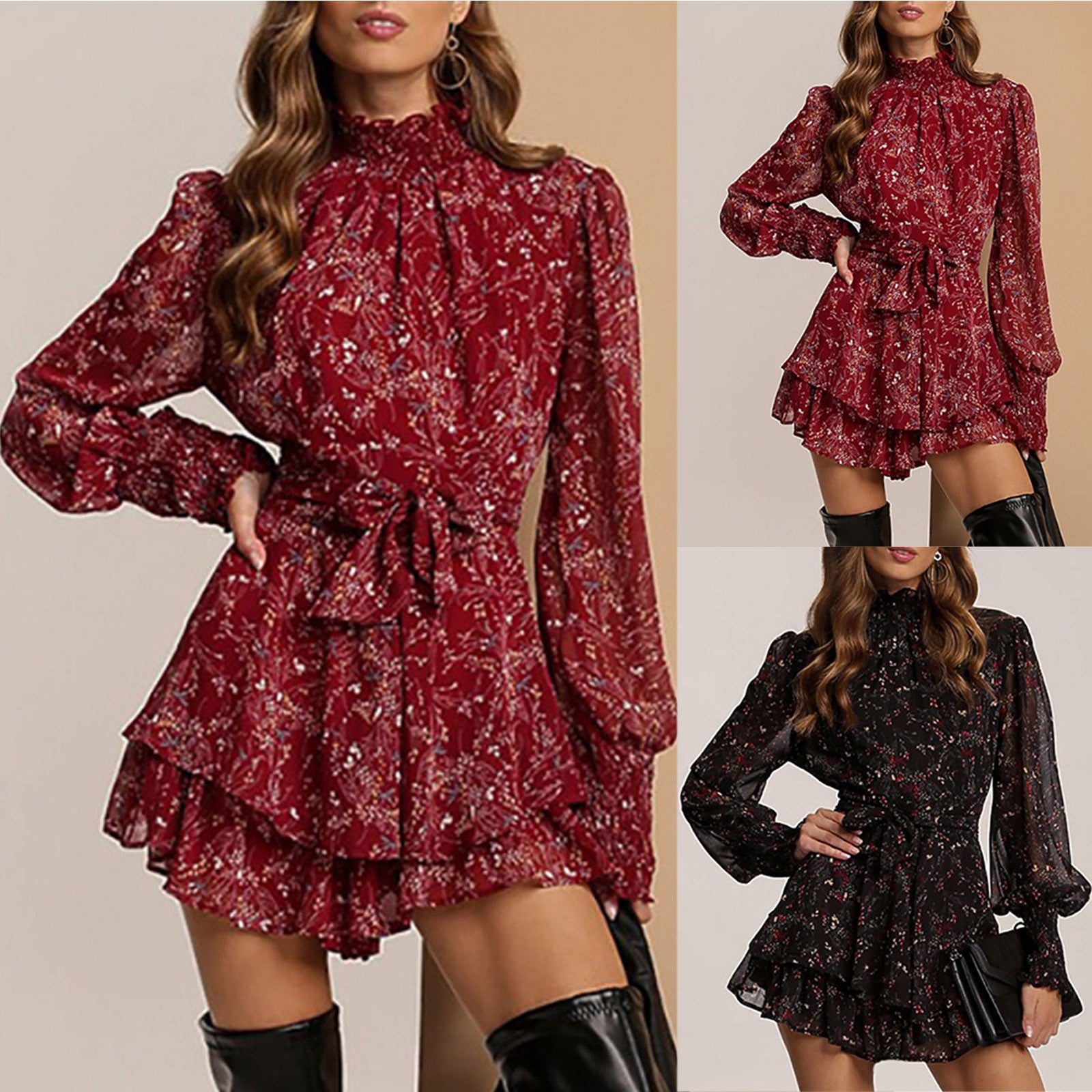 Dresses For Women Plus Size Casual Sexy Temperament Slim Floral Leaf Dress Spring Dresses For Women Vestidos De Mujer Robe Femme