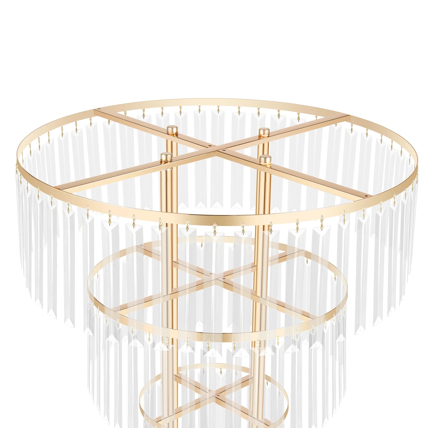 3-Tier/4-Tier Gold Crystal Flower Stand Electroplated Iron Freestanding for Wedding Party Event Decoration