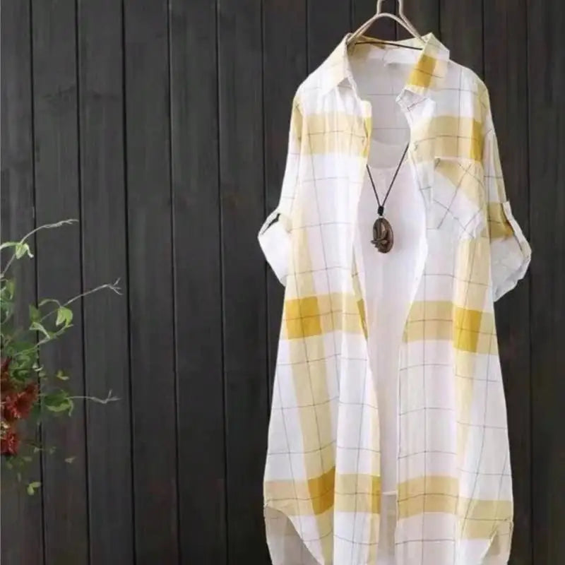 2025 Fall Fashion Plaid Shirt - Women's Plus Size Long Sleeve Top | Loose Elegant Casual Blouse | Oversized Shacket Style