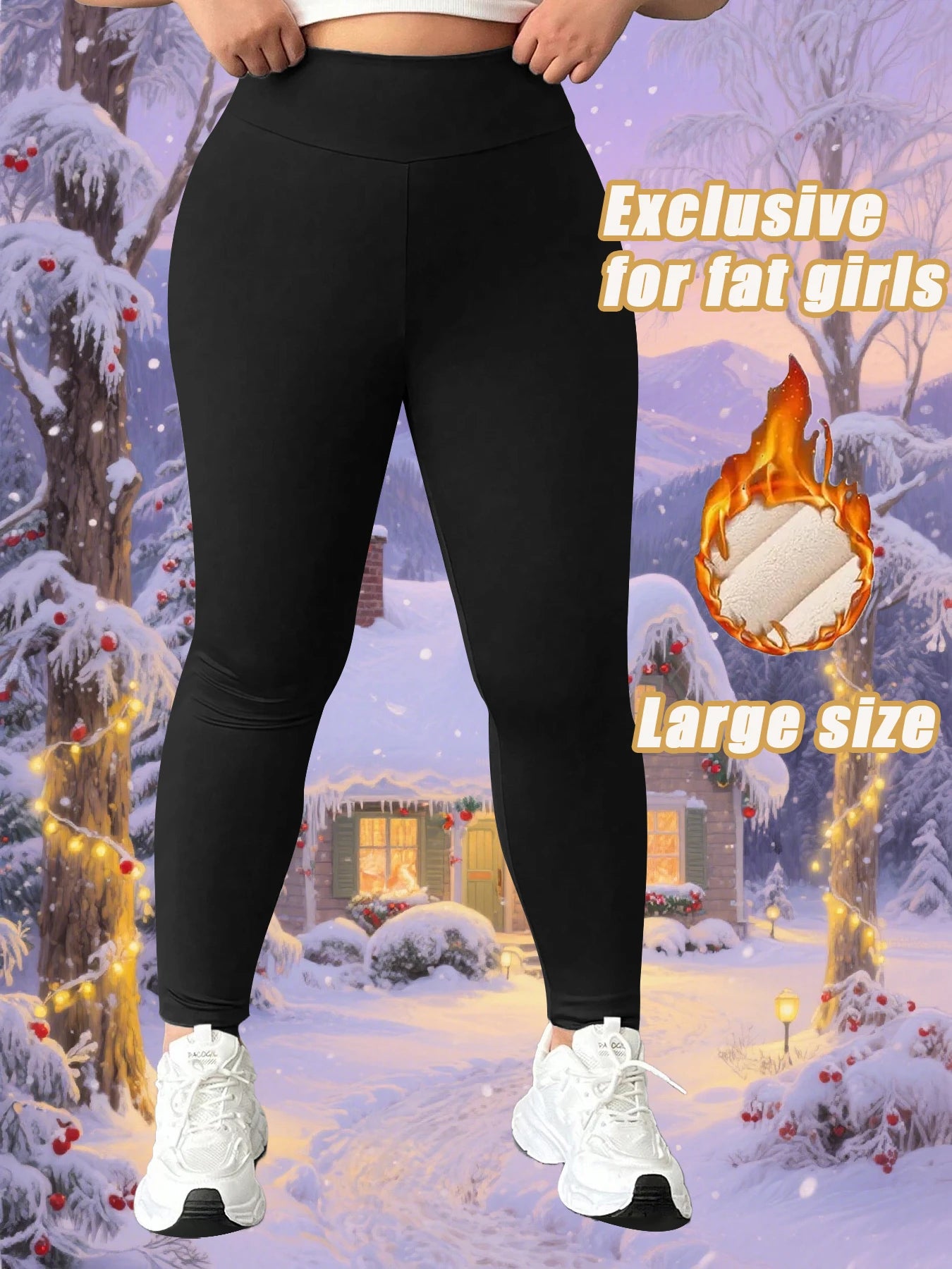 Plus - size Winter Fleece - lined High - waisted Leggings for Women, High Elasticity, Warm & Comfortable for Sports