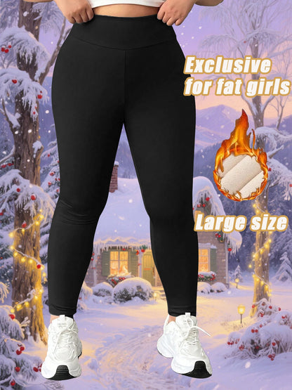 Plus - size Winter Fleece - lined High - waisted Leggings for Women, High Elasticity, Warm & Comfortable for Sports