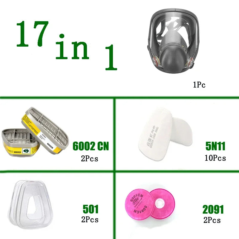 Fog-Proof 6800 Full Face Gas Mask Respirator Sets Industrial Painting Spraying Respiration Safety Work Protective Respirador