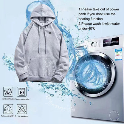 Heating Solid Color Black Hoodies Winter Warm Sweetshirts Windbreak Pullovers Workout Leisure Sportswear Women Men Sweatshirts