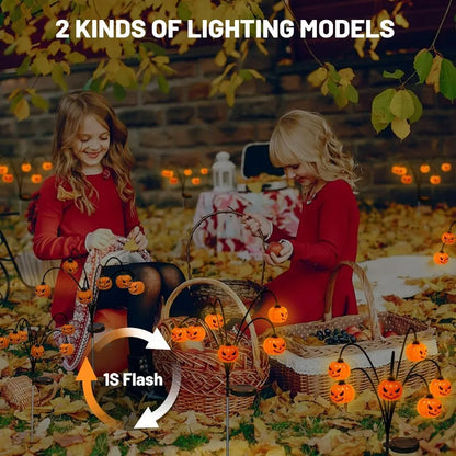 Solar Halloween Lights Outdoor Waterproof 2 Pack Orange Pumpkin Swaying LED Lamps for Thanksgiving and Halloween Garden Decor Y