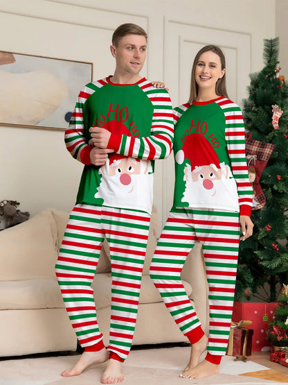 Europe and the United States 2024 new Santa Claus stripes Christmas family home clothing pajamas new set