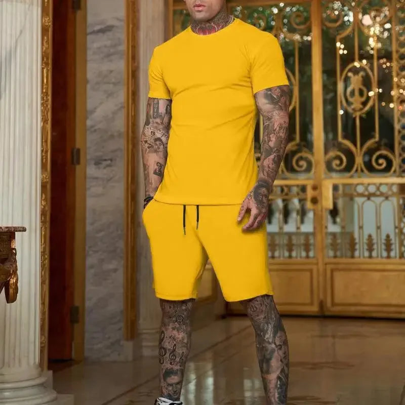 Men's two-piece sports suit shorts casual fashion summer 2024 hot item