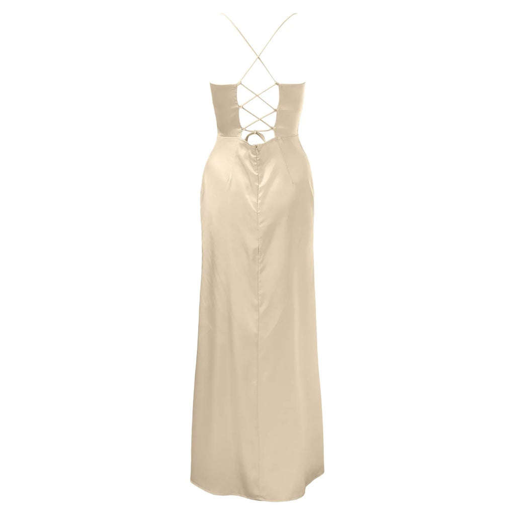 Green Women's Dress Lace Up Backless High Slit Corset Maxi Dress Elegant Vestidos Slim Fishbone Formal Dresses For Wedding Guest