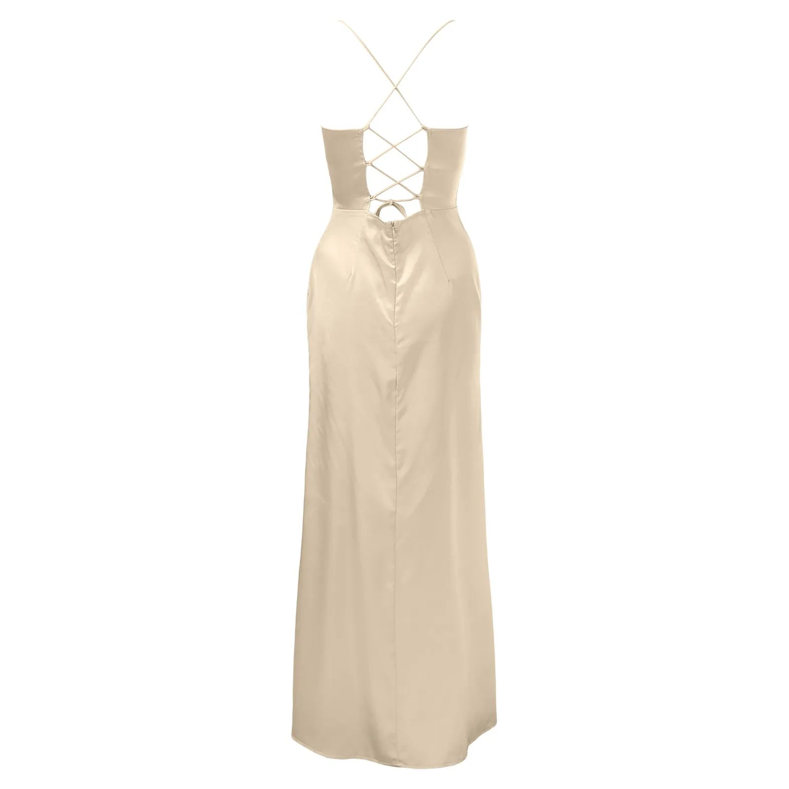 Green Women's Dress Lace Up Backless High Slit Corset Maxi Dress Elegant Vestidos Slim Fishbone Formal Dresses For Wedding Guest