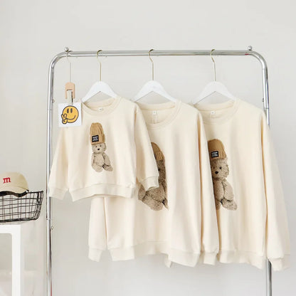 Family Matching Outfits Mom Dad and Son Sweatshirts Newbonr Bodysuit Mother Daughter Girl Same Tops and Plaid Skirts Clothes Set