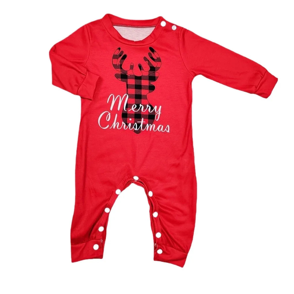 2024 Christmas Family set Dad Mom Kids pajamas set top + pants 2 sets baby crawling suit Pet dog clothes home wear