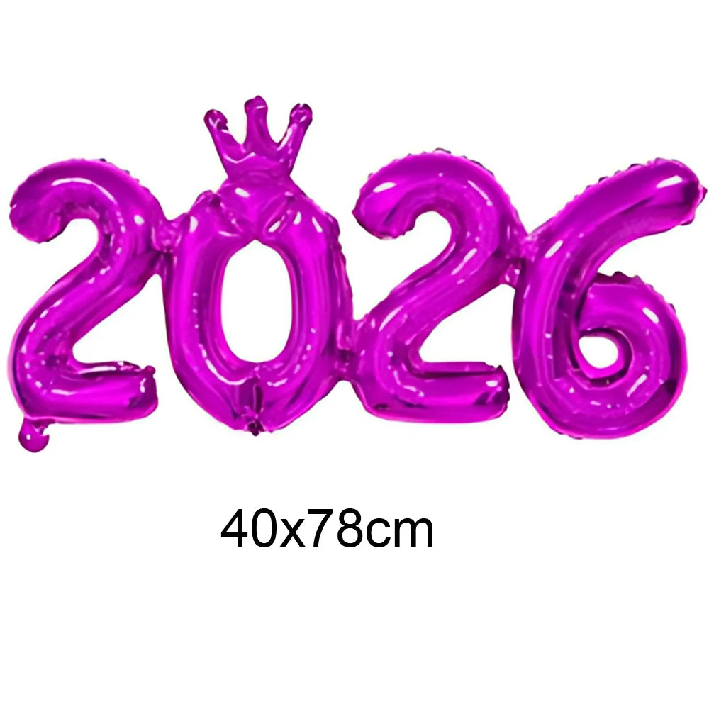 Crown 2026 Number Foil Balloons Happy New Year Eve Party Decoration Photo Booth Props Supplies Christmas Home Decor Navidad 2026