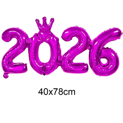 Crown 2026 Number Foil Balloons Happy New Year Eve Party Decoration Photo Booth Props Supplies Christmas Home Decor Navidad 2026