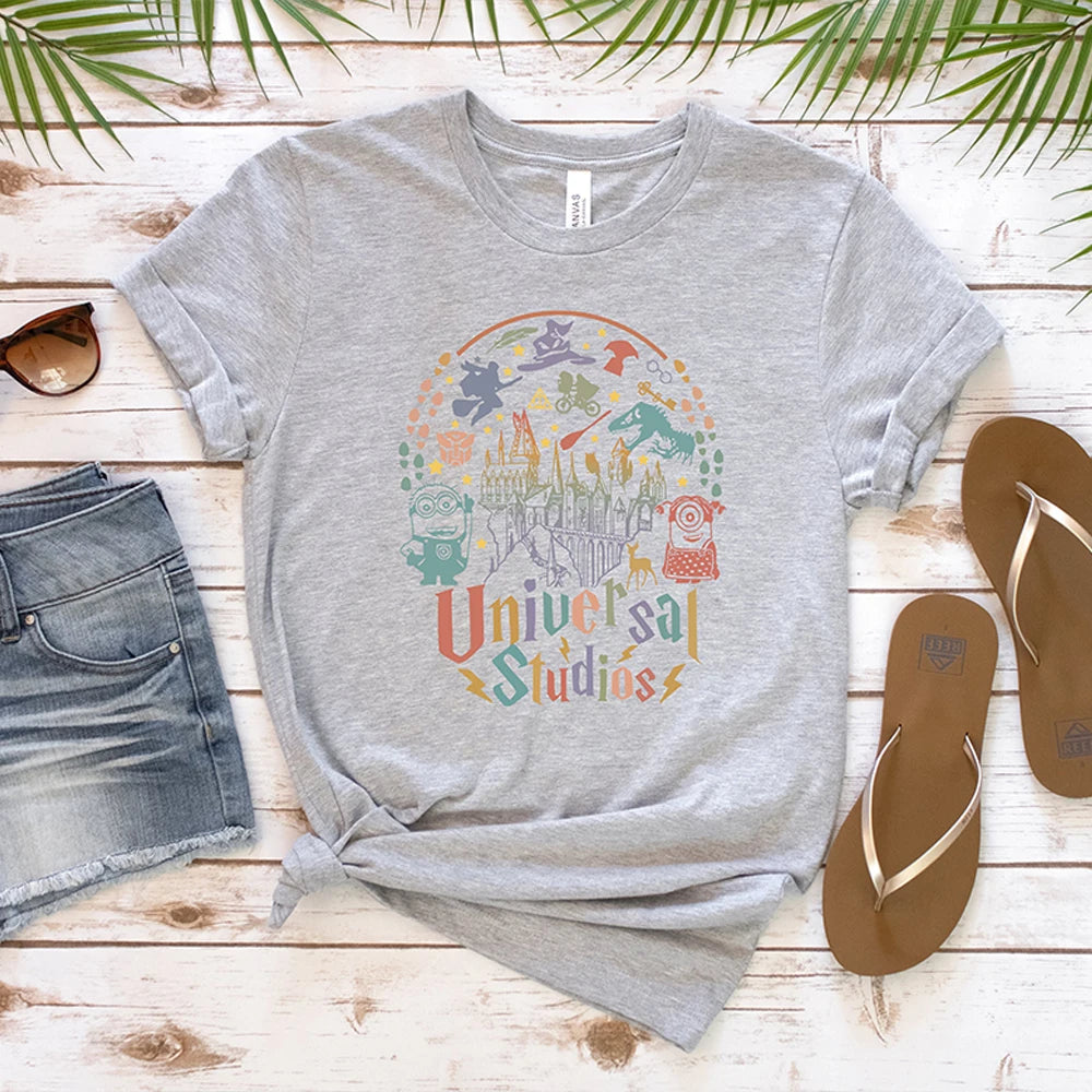 Children Cute Shirt Loose Casual Apparel Y2K Top Universal Studios Orlando Shirt Vintage Short Sleeve Trendy Family Trip Gift