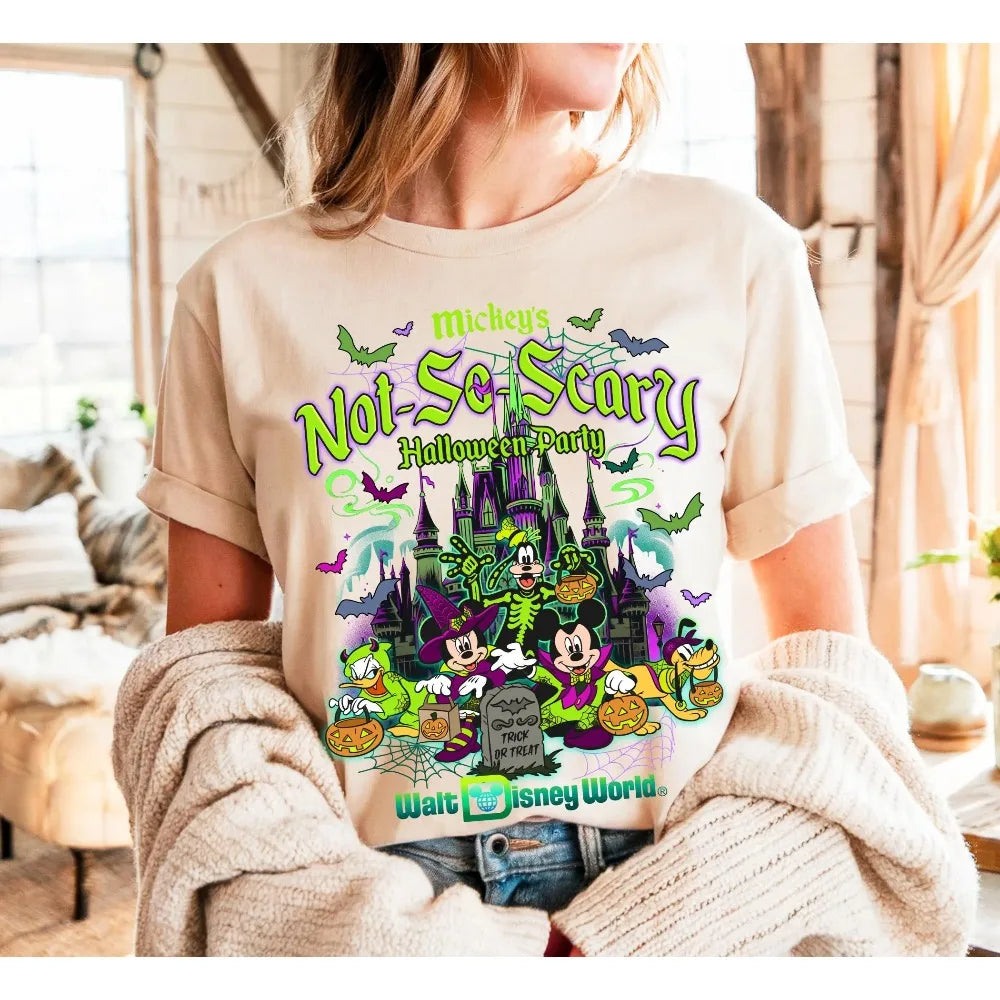 Disney Halloween 2025 Mickey Mouse Men Women Summer T-shirt Family Parent-Child Clothing Casual Unisex Oversized Short Sleeve