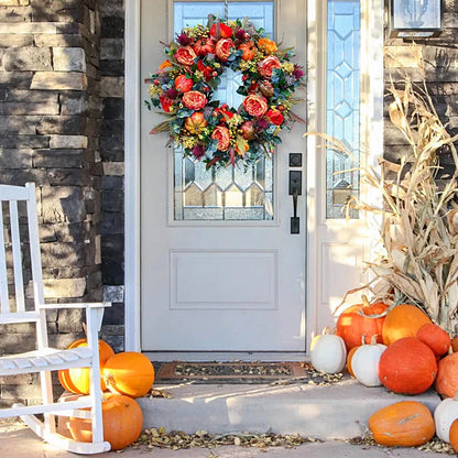 Thanksgiving Wreath Decorative Artificial Autumn Garland Festival Theme Farmhouse Party Decoration