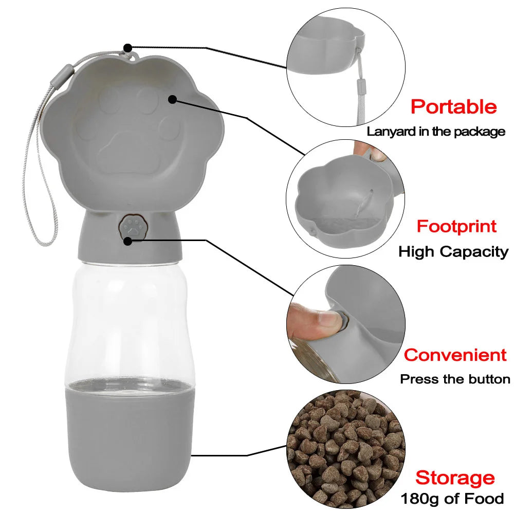 Portable Dog Water Bottle for Small Large Dogs Cats Leakproof Puppy 2 in 1 Water Food Container Chihuahua Bulldog Pet Supplies