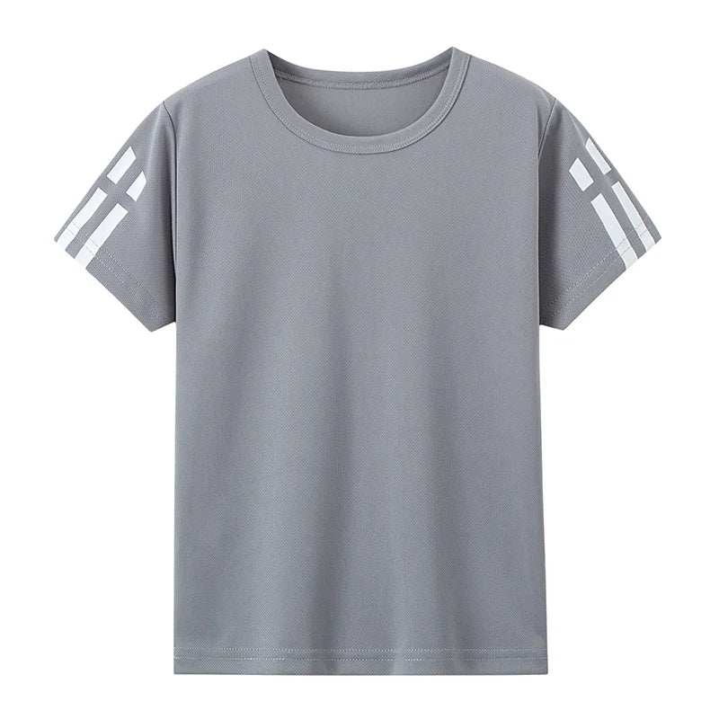 Children's summer solid color basic quick-drying short-sleeved boy leisure sports T-shirt girl Joker round neck short sleeves.