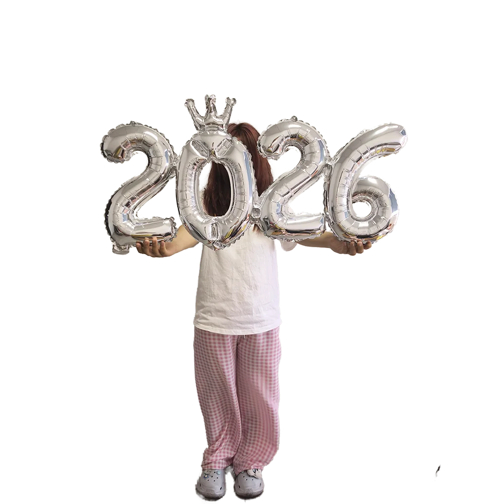 Crown 2026 Number Foil Balloons Happy New Year Eve Party Decoration Photo Booth Props Supplies Christmas Home Decor Navidad 2026