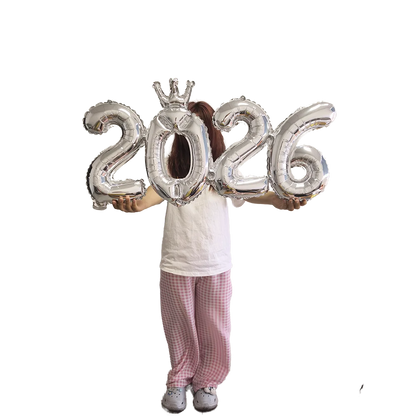 Crown 2026 Number Foil Balloons Happy New Year Eve Party Decoration Photo Booth Props Supplies Christmas Home Decor Navidad 2026