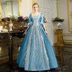 18th Century Medieval Dress Women High Waist Half Sleeve Ball Gown Princess Lace Patchwork Satin Dress Queen Renaissance Costume