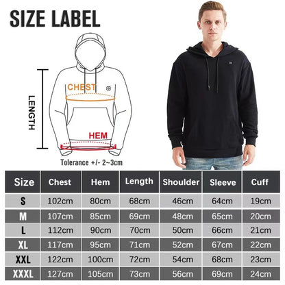 Heating Solid Color Black Hoodies Winter Warm Sweetshirts Windbreak Pullovers Workout Leisure Sportswear Women Men Sweatshirts