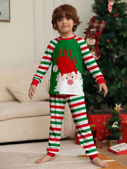 Europe and the United States 2024 new Santa Claus stripes Christmas family home clothing pajamas new set