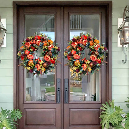 Artificial Halloween Wreath Autumn Pumpkin Wreath Front Door Garland Harvest Festival Celebration Farmhouse Party Decoration