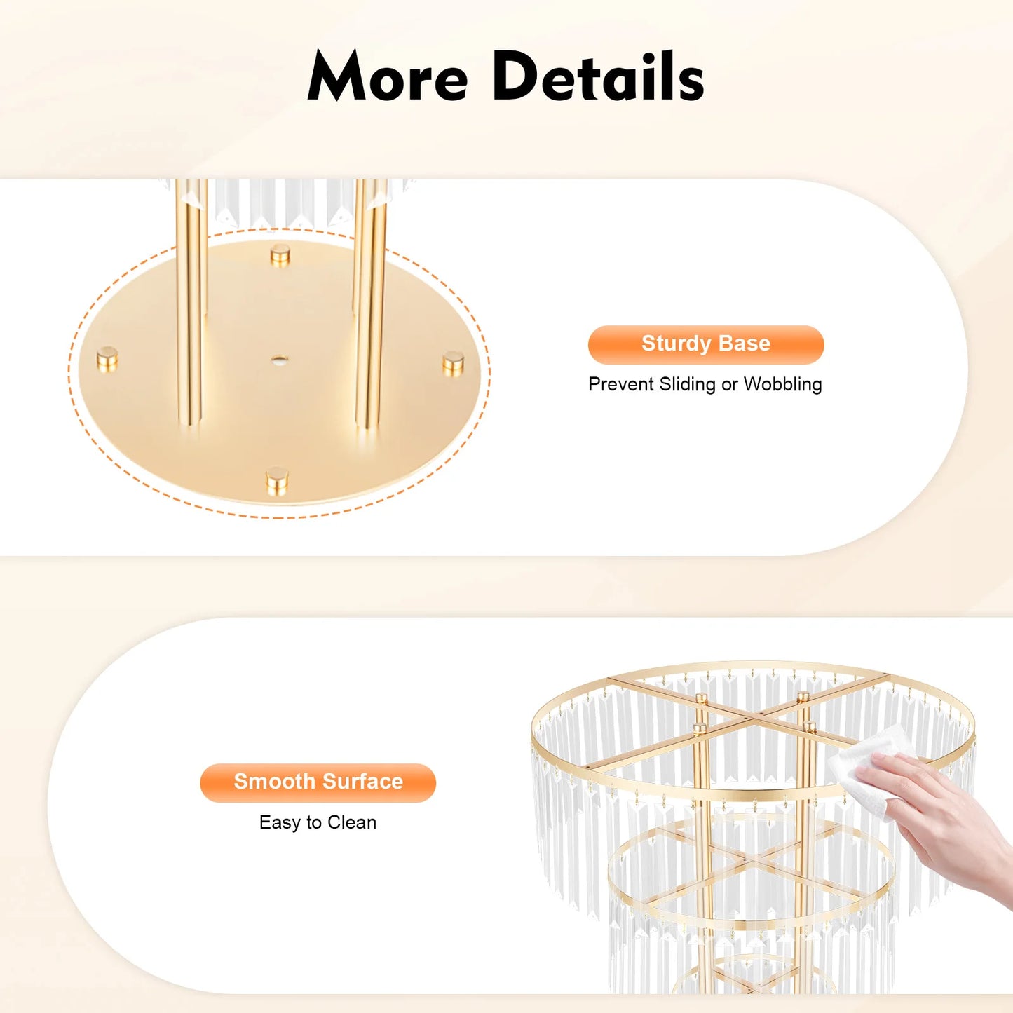 3-Tier/4-Tier Gold Crystal Flower Stand Electroplated Iron Freestanding for Wedding Party Event Decoration