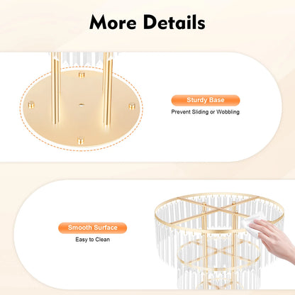 3-Tier/4-Tier Gold Crystal Flower Stand Electroplated Iron Freestanding for Wedding Party Event Decoration