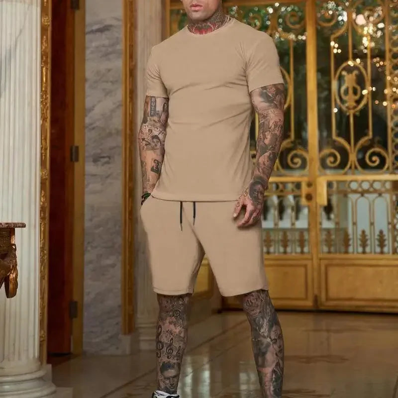 Men's two-piece sports suit shorts casual fashion summer 2024 hot item