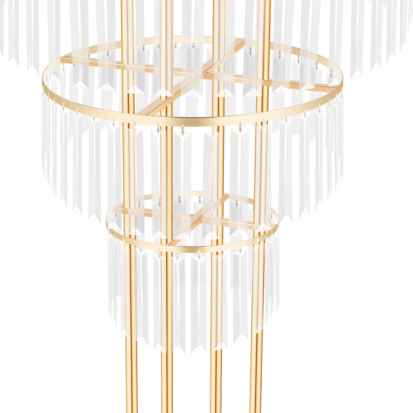 3-Tier/4-Tier Gold Crystal Flower Stand Electroplated Iron Freestanding for Wedding Party Event Decoration