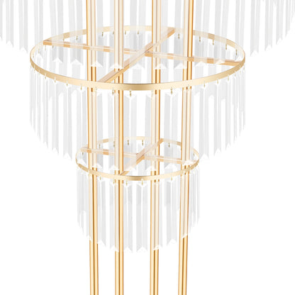 3-Tier/4-Tier Gold Crystal Flower Stand Electroplated Iron Freestanding for Wedding Party Event Decoration