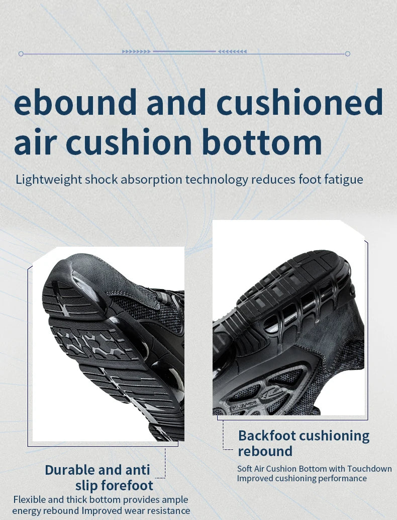 Slack-stab-proof work shoes with elastic buttons and lace-up